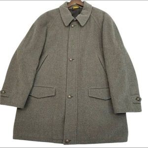 HUDSON Mens US 42 Wool Blend Coat Brown Mid Length Size Large Made in Italy